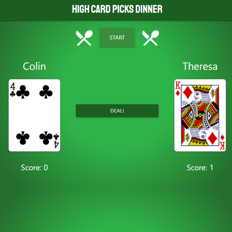 High Card Picks Dinner